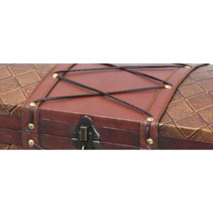 Vintiquewise 14 in. x 9 in. x 5.5 in Wooden Pirate Treasure Chest/Box with Faux Leather X