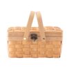 Vintiquewise Small Woodchip Wooden Picnic Basket with Cover and Folding Handles