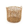 Zentique Round Handmade Wicker Sparsed Water Hyacinth Large Basket with Handles