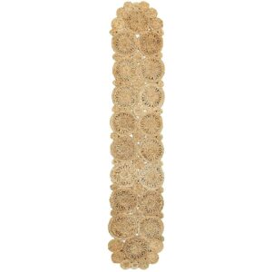 LR Resources Natural Jute Rectangle 1 ft. 4 in. x 6 ft. 8 in. Indoor Natural Table Runner