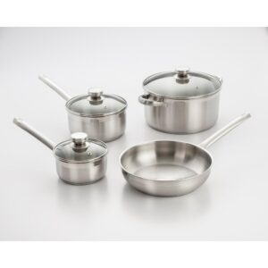 ExcelSteel 7-Piece Stainless Steel Cookware Set in Brushed Stainless Steel