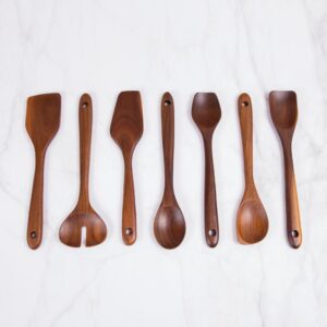 Creative Home Acacia Wood with Carbonized Kitchen Utensil Set Set of 7-Pieces
