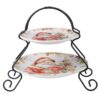 Certified International Christmas Story Multicolored Earthenware 9 in. 2-Tier Server