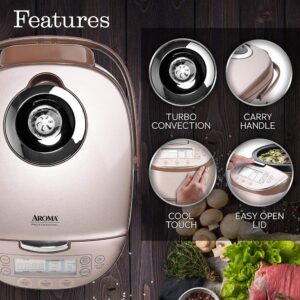 AROMA 4 Qt. Champagne Electric Multi-Cooker with Ceramic Pot
