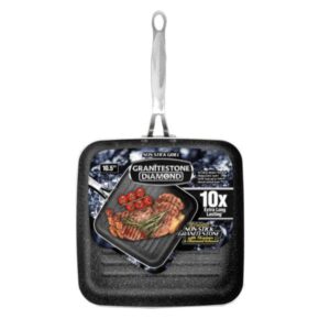 GRANITESTONE 10.5 in. Aluminum Ultra-Durable Non-Stick Diamond Infused Grill Pan