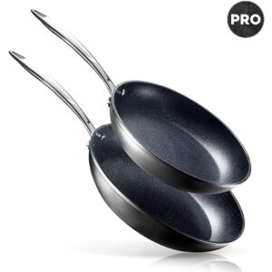GRANITESTONE Pro 10 in. and 11.5 in. Aluminum Ultra-Nonstick Hard Anodized Diamond Infused Induction Capable Fry Pan Set (2-Piece)