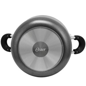 Oster Clairborne 6 qt. Round Aluminum Nonstick Dutch Oven in Charcoal Gray with Glass Lid