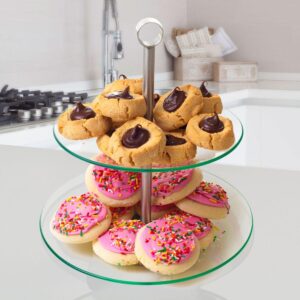 Chef Buddy 2-Tier Round Glass Buffet and Dessert Stand