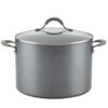 Circulon Elementum 10 qt. Hard-Anodized Aluminum Nonstick Stock Pot in Oyster Gray with Glass Lid