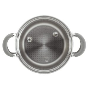 Circulon Elementum 5 Qt. Oyster Gray Hard-Anodized Nonstick Covered Multipot with Steamer Insert