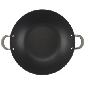 Circulon Elementum Hard-Anodized Nonstick Covered Wok with Side Handles, 14-Inch, Oyster Gray