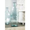 LITTON LANE Extra Large Decorative Soda Lime Glass Flower Vase with Angular, Geometric Body