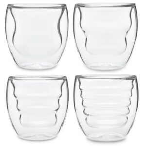 Ozeri Curva Artisan Series 8 oz. Double Wall Beverage Glasses and Tumblers (Set of 4)