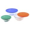 Pyrex Smart Essentials 6-Piece Glass Mixing Bowl Set with Assorted Colored Lids