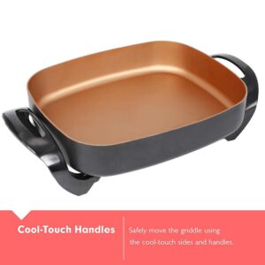 Boyel Living 16 in. x 12 in. x 3.15 in. 8 Qt Copper Professional Non-Stick Copper Electric Skillet Jumbo