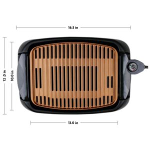 Ovente 1000-Watt Portable Electric Indoor Smokeless Grill with Non-Stick Aluminum Grilling Plate and Oil Drip Pan, Copper