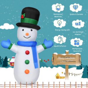 Costway 4 ft. Pre-lit LED Lights Christmas Snowman Christmas Inflatable with Strong Weather Resistance