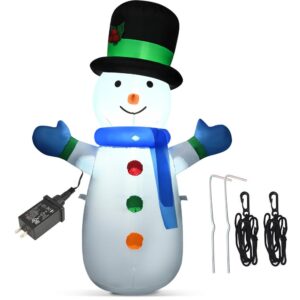 Costway 4 ft. Pre-lit LED Lights Christmas Snowman Christmas Inflatable with Strong Weather Resistance