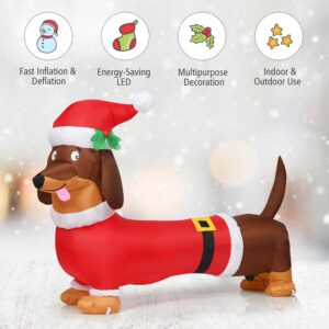 Costway 5 ft. Pre-Lit LED Lights Christmas Dog Christmas Inflatable with Waterproof Fan