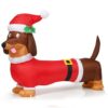 Costway 5 ft. Pre-Lit LED Lights Christmas Dog Christmas Inflatable with Waterproof Fan