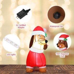 Costway 5 ft. Pre-Lit LED Lights Christmas Dog Christmas Inflatable with Waterproof Fan