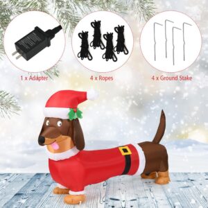 Costway 5 ft. Pre-Lit LED Lights Christmas Dog Christmas Inflatable with Waterproof Fan