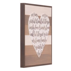 Pinnacle 18 in. x 18 in. Thankful, Grateful, Blessed Cut-Out Heart Wood Decorative Sign