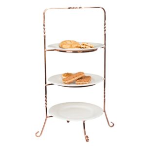 Creative Home 3-Tier Copper Plated Dessert Plate Rack, Cake Serving Tray, Fruit Presentation, Party Food Server Display