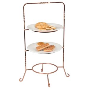 Creative Home 3-Tier Copper Plated Dessert Plate Rack, Cake Serving Tray, Fruit Presentation, Party Food Server Display