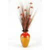D&W Silks Indoor Brown Ting with Burgundy Blossoms in Burnt Copper Spun Bamboo Vase