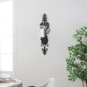LITTON LANE Antique Gold Flourished Iron Candle Sconce