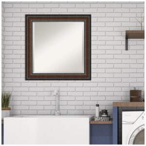 Amanti Art Cyprus Walnut 24.88 in. x 24.88 in. Bathroom Vanity Wall Mirror
