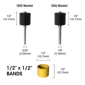 Dedeco Sunburst 1/2 in. x 1/2 in. Band -Cylinder Thermoplastic Sanding Polishing Tool Set 8 Grit 1835 Mandrel (9-Piece)