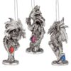 Design Toscano 4 in. Three Dragons of the Amesbury Holiday Gemstone Ornament Set (3-Piece)