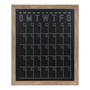 DesignOvation Beatrice Rustic Brown Chalkboard Monthly Calendar Memo Board