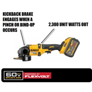 DEWALT FLEXVOLT 60-Volt MAX Brushless 4-1/2 in. - 6 in. Small Angle Grinder, (2) FLEXVOLT 9.0Ah Batteries & Reciprocating Saw