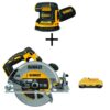 DEWALT 20-Volt MAX XR Cordless Brushless 5 in. Random Orbital Sander with 7-1/4 in. Circular Saw & (1) 20-Volt Battery 4.0Ah