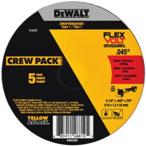 DEWALT FLEXVOLT 4-1/2 in. x 0.045 in. x 7/8 in. Cutting Wheel (5-Pack) Type 1