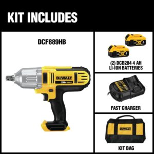 DEWALT 20-Volt MAX Cordless 1/2 in. High Torque Impact Wrench with Detent Pin & (2) 20-Volt 4.0Ah Batteries