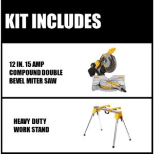 DEWALT 15 Amp Corded 12 in. Double Bevel Compound Miter Saw with Bonus Heavy-Duty Work Stand