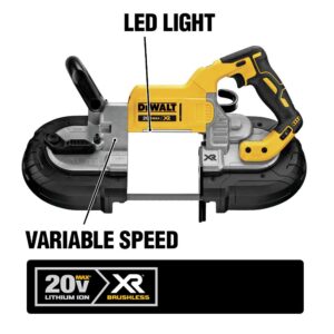 DEWALT 20-Volt MAX XR Cordless Brushless Deep Cut Band Saw with (3) 20-Volt Batteries 5.0Ah & Charger