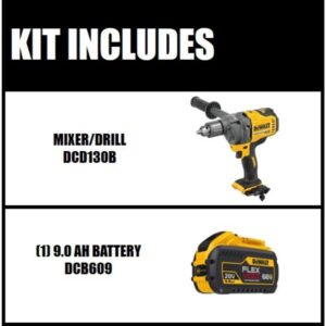 DEWALT FLEXVOLT 60-Volt MAX Cordless Brushless 1/2 in. Mixer/Drill with E-Clutch & (1) FLEXVOLT 9.0Ah Battery