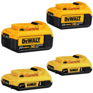 DEWALT 20-Volt MAX Compact Lithium-Ion 2.0Ah Battery Pack (2-Pack) and 4.0Ah Battery (2-Pack)