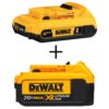 DEWALT 20-Volt MAX Compact Lithium-Ion 2.0 Ah Battery Pack and 20-Volt MAX XR Lithium-Ion Battery Pack 4.0 Ah