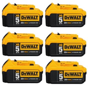 DEWALT 20-Volt MAX XR Premium Lithium-Ion 5.0Ah Battery Pack (6-Pack)