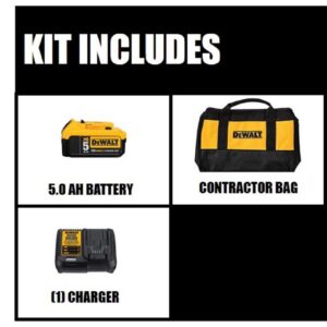 DEWALT 20-Volt MAX XR Premium Lithium-Ion 5.0Ah Battery Pack, Charger & Kit Bag
