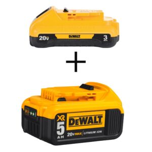 DEWALT 20-Volt MAX Lithium-Ion 3.0 Ah Compact Battery with (1) 20-V Battery 5.0 Ah