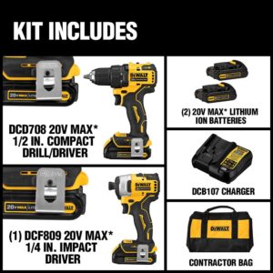 DEWALT ATOMIC 20-Volt MAX Cordless Brushless Compact Drill/Impact Combo Kit (2-Tool) with (2) 1.3Ah Batteries, Charger & Bag