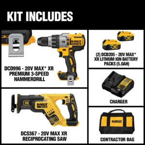 DEWALT 20-Volt MAX XR Cordless Brushless Drill/Reciprocating Saw Combo Kit (2-Tool) with (2) 20-Volt 5.0Ah Batteries & Charger