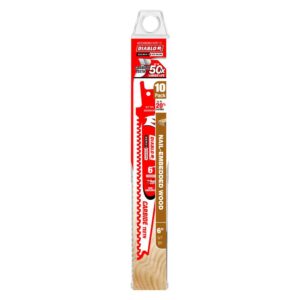 DIABLO 6 in. 5/7 TPI Demo Demon Carbide Teeth Reciprocating Blade for Nail Embedded Wood (10-Pack)